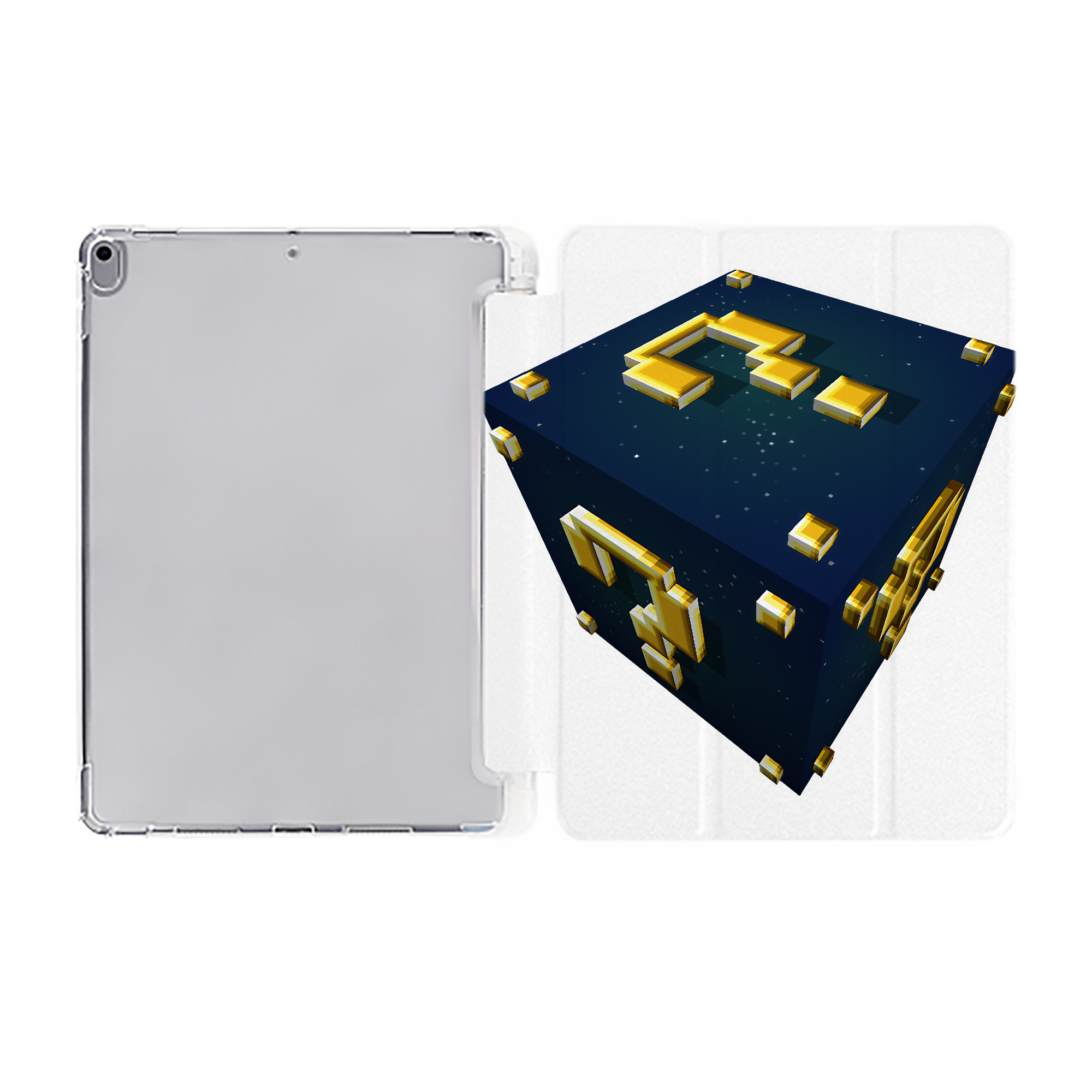 （画像用） マインクラフト ブロックの世界 Minecraft MC Block world IPad ケース ペン収納付き 三つ折りスタンド PUレザー×シリコン 対応機種9.5/10.5/10.9インチ